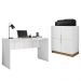 Kit Conjunto Escritório Armário Mesa Cubic Branco Caemmun
