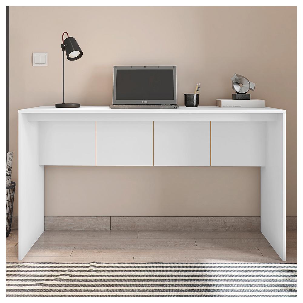 Kit Conjunto Escritório Armário Mesa Cubic Branco Caemmun