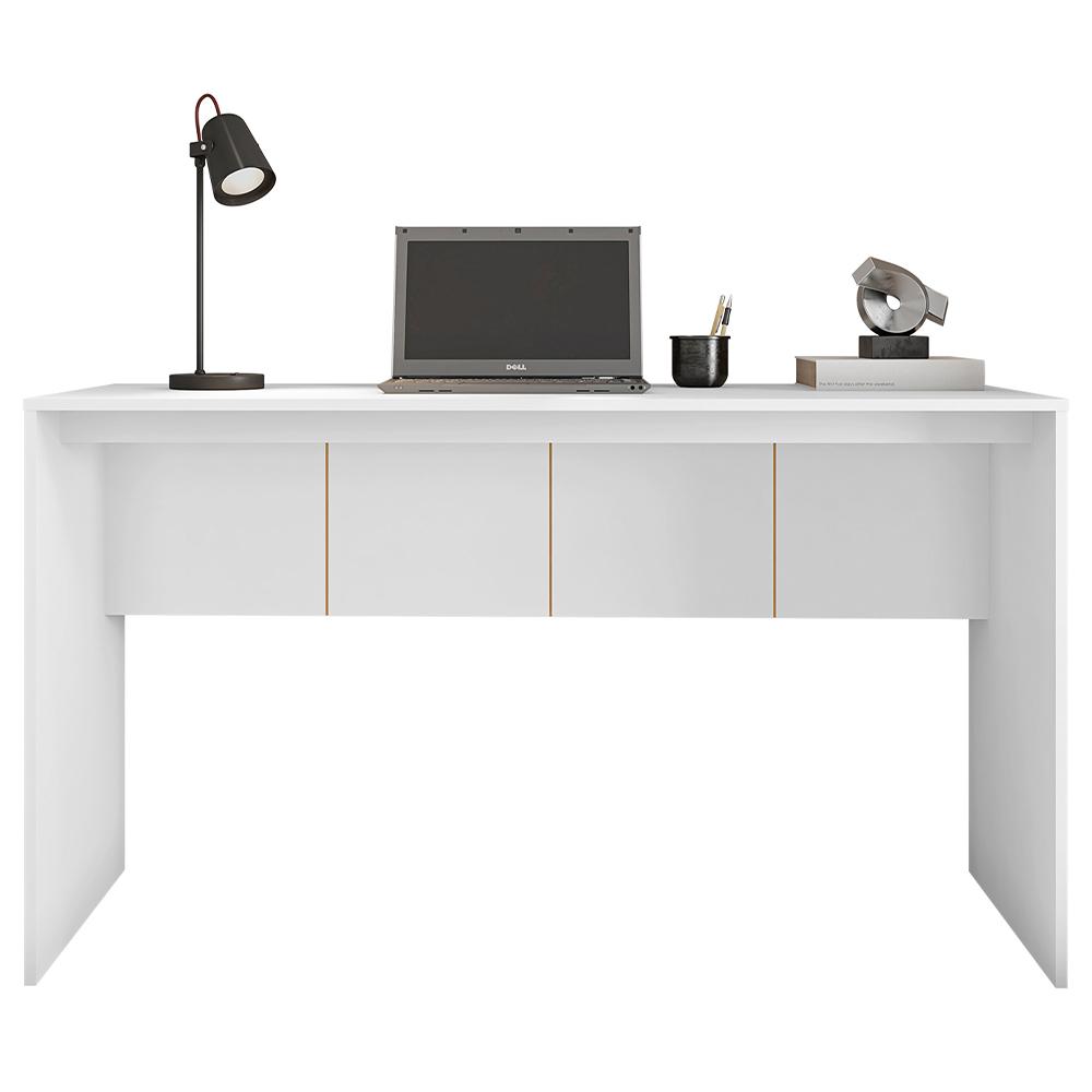 Kit Conjunto Escritório Armário Mesa Cubic Branco Caemmun