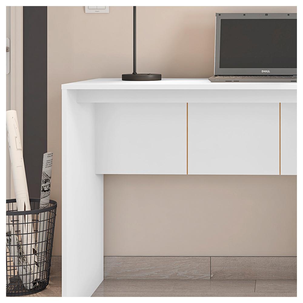 Kit Conjunto Escritório Armário Mesa Cubic Branco Caemmun