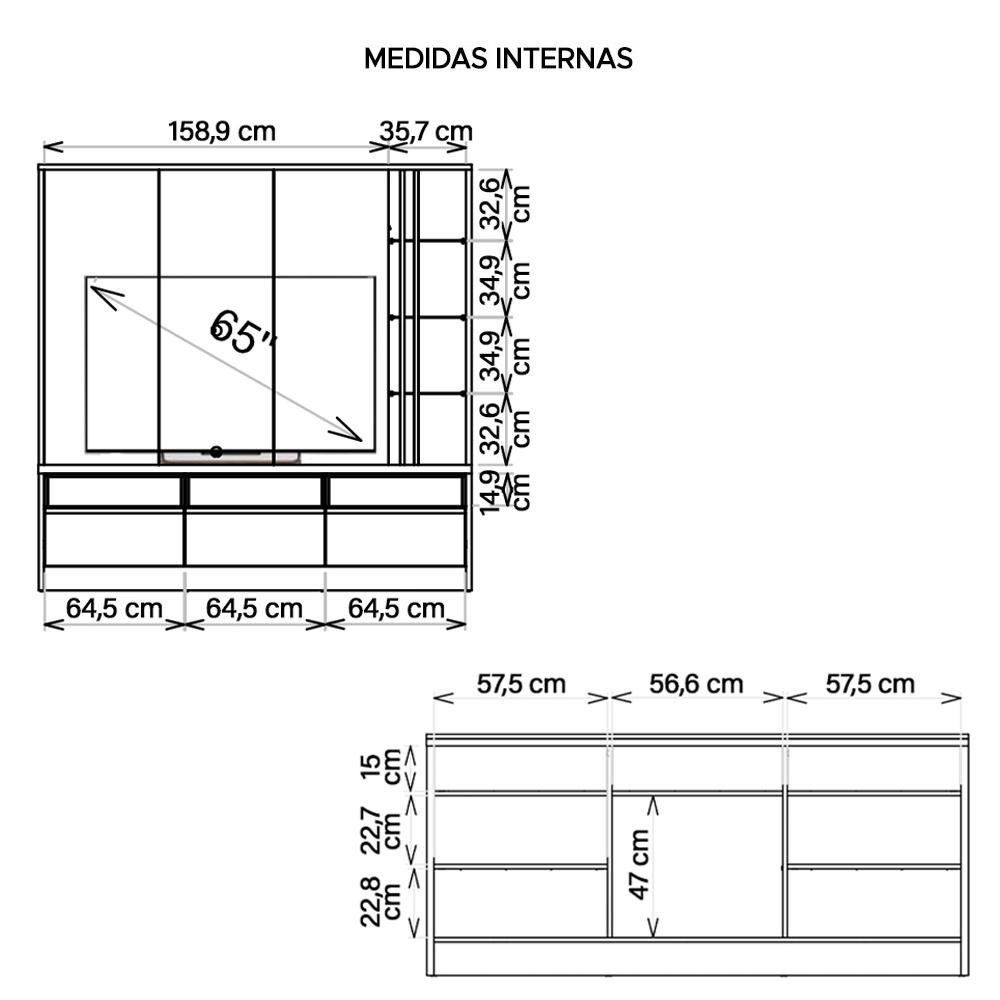Kit Conjunto Sala Estar Home Theater Buffet Vectro Caemmun