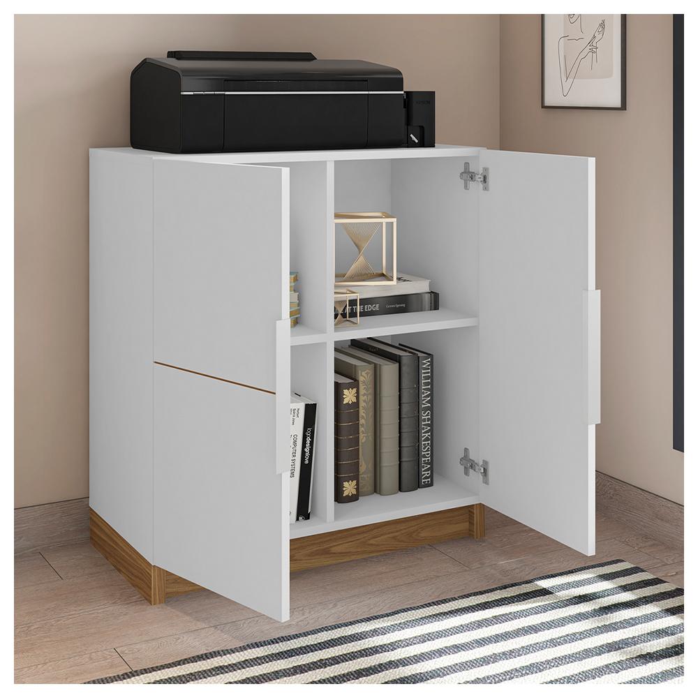 Kit Escritório Armário Baixo Gaveteiro Cubic Branco Caemmun