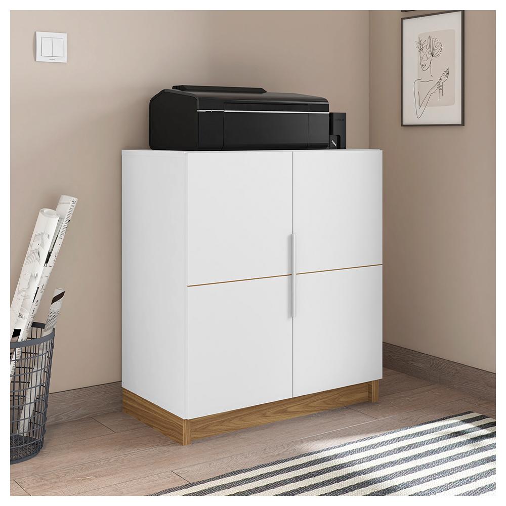 Kit Escritório Armário Baixo Gaveteiro Cubic Branco Caemmun