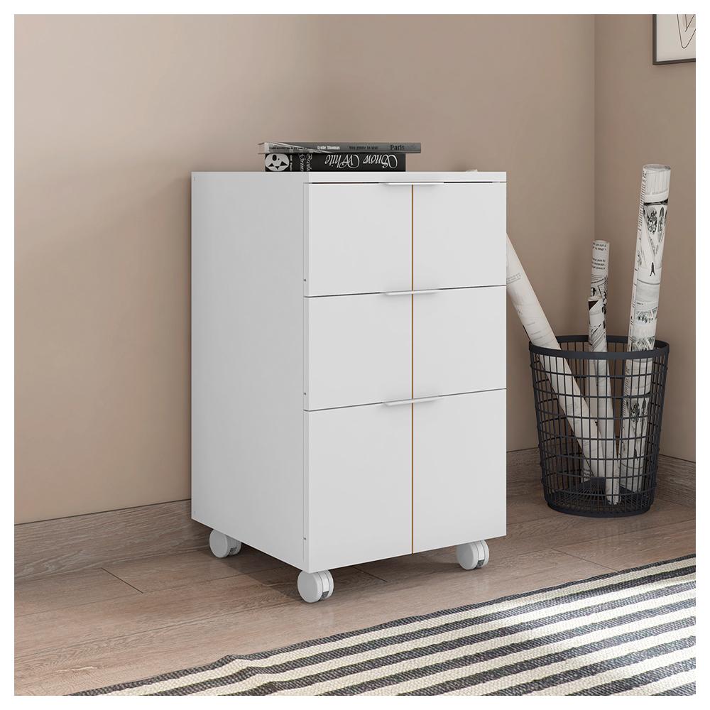 Kit Escritório Armário Baixo Gaveteiro Cubic Branco Caemmun