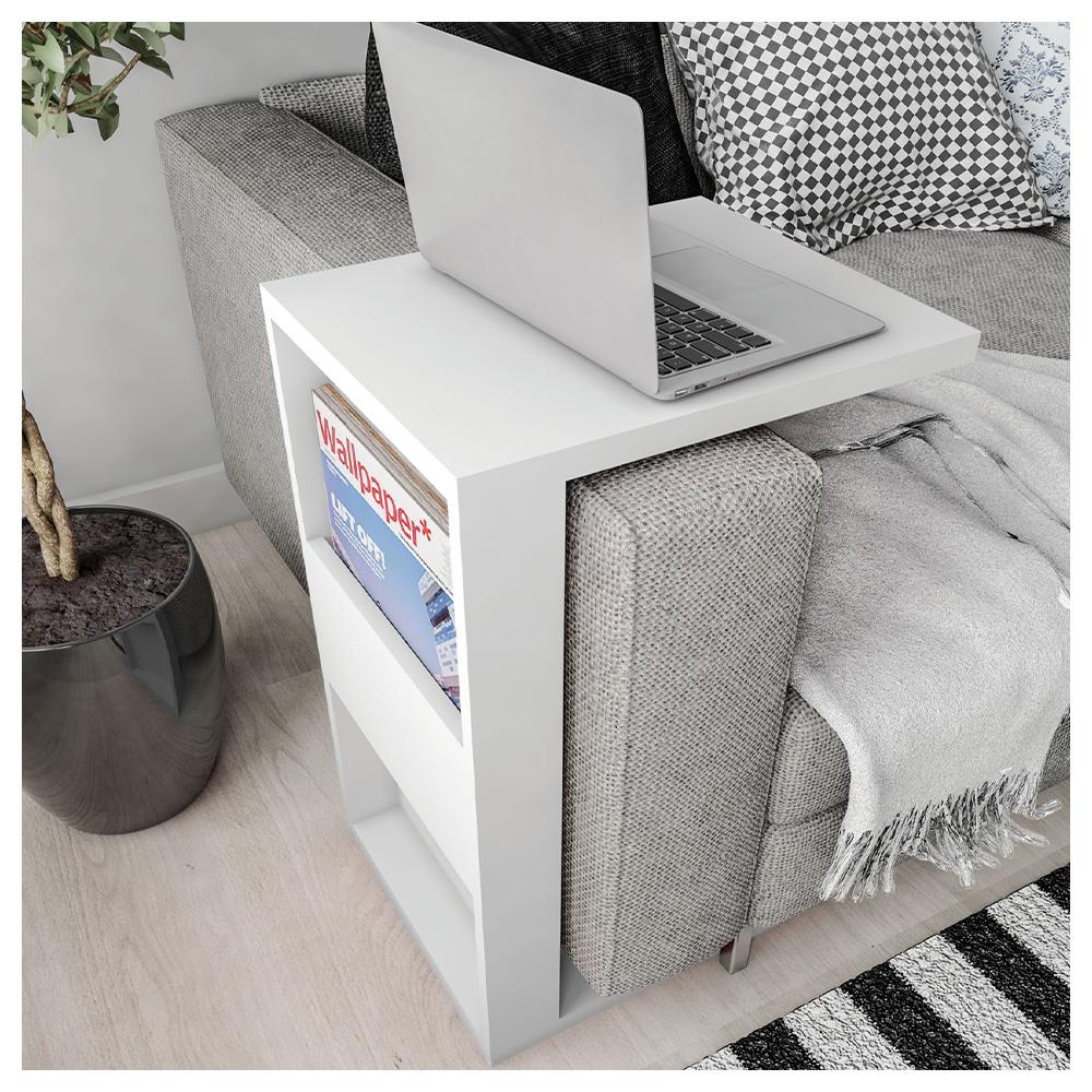 Mesa De Apoio Para Notebook e Sofá Branco Book Líder Design