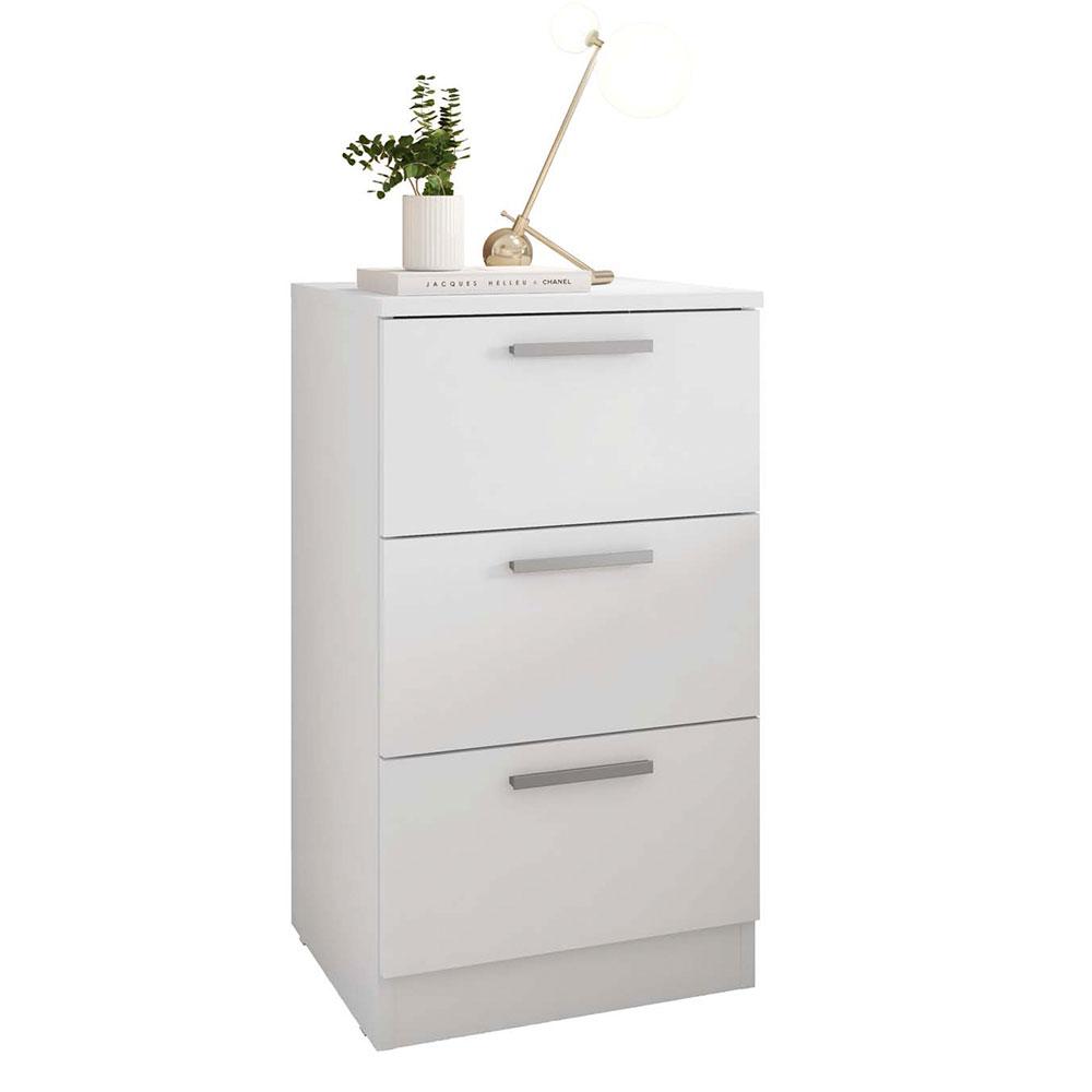 Mesa De Cabeceira Para Quarto 3 Gavetas Sleep Branco Caemmun