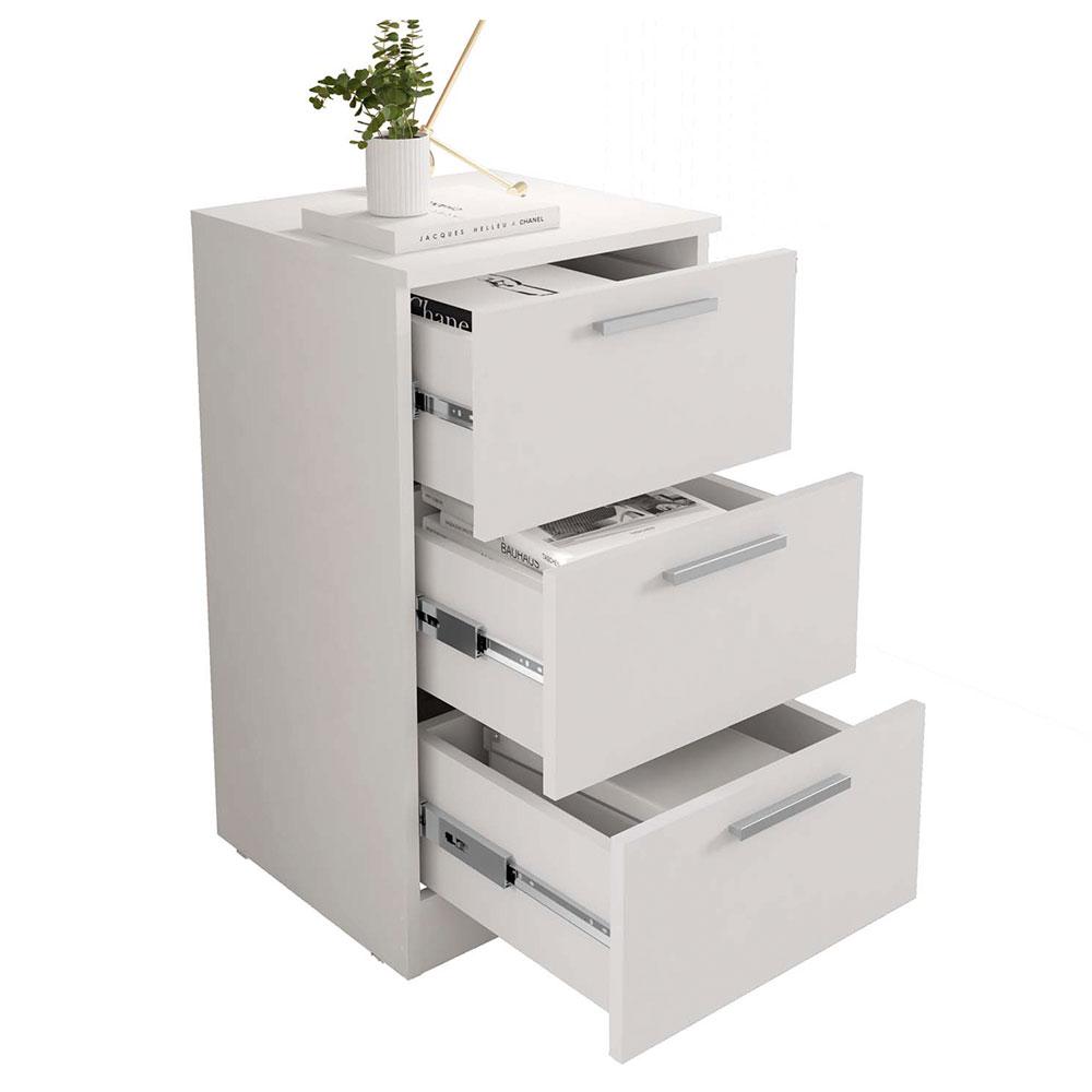 Mesa De Cabeceira Para Quarto 3 Gavetas Sleep Branco Caemmun