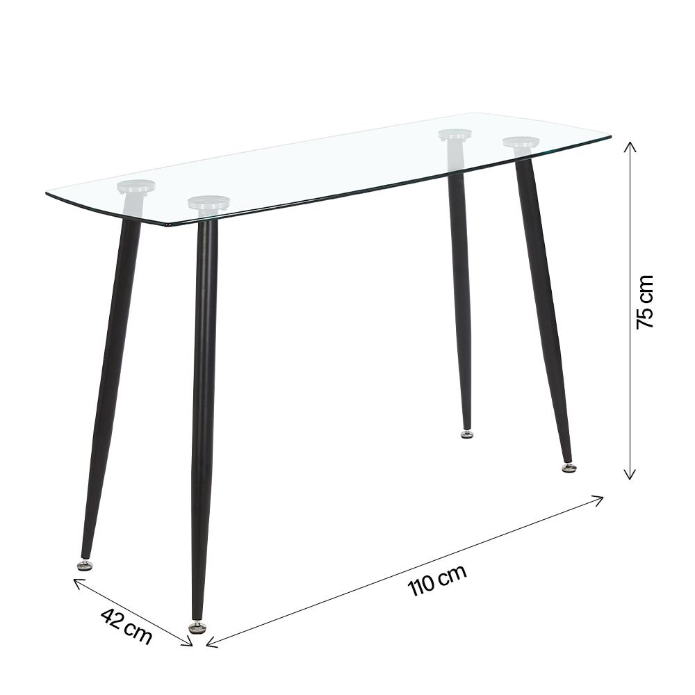 Mesa De Centro Aparador Escrivaninha 110 cm Glass Preto Opt