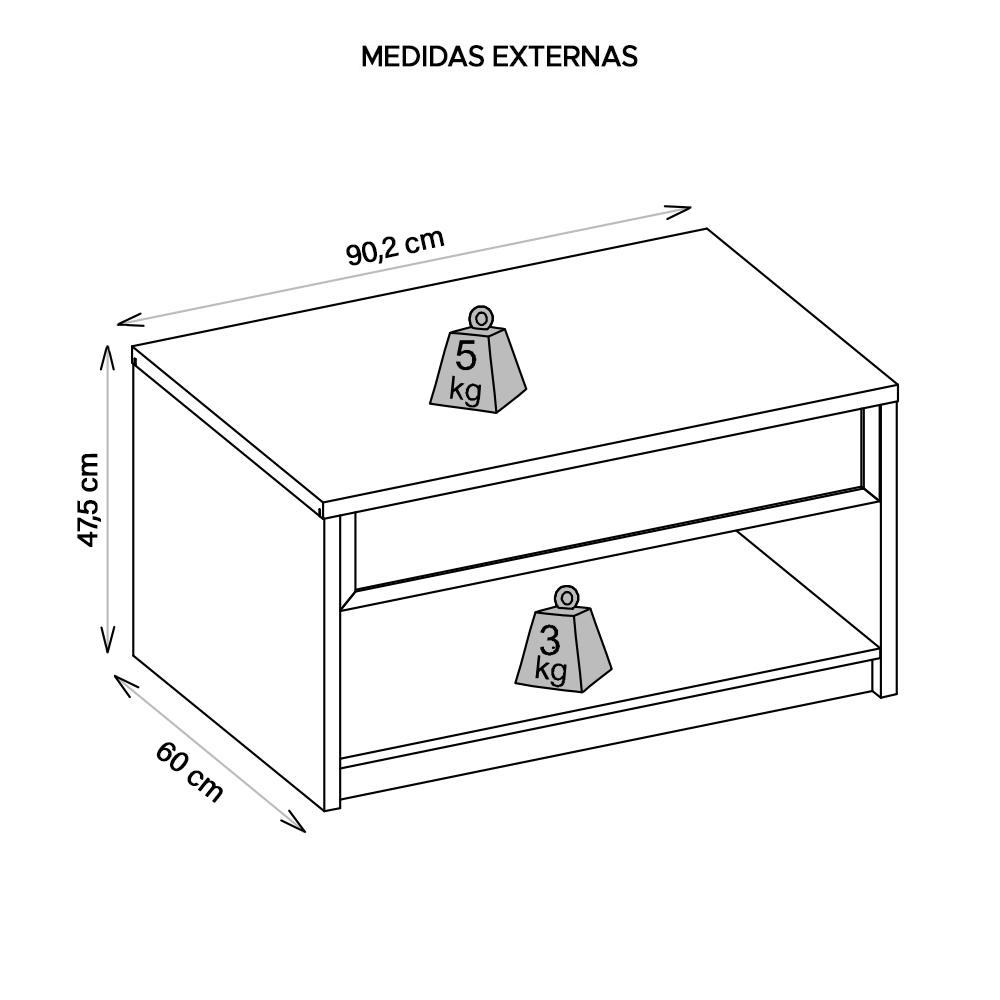 Mesa De Centro Para Sala De Estar Marrom Vectro Caemmun