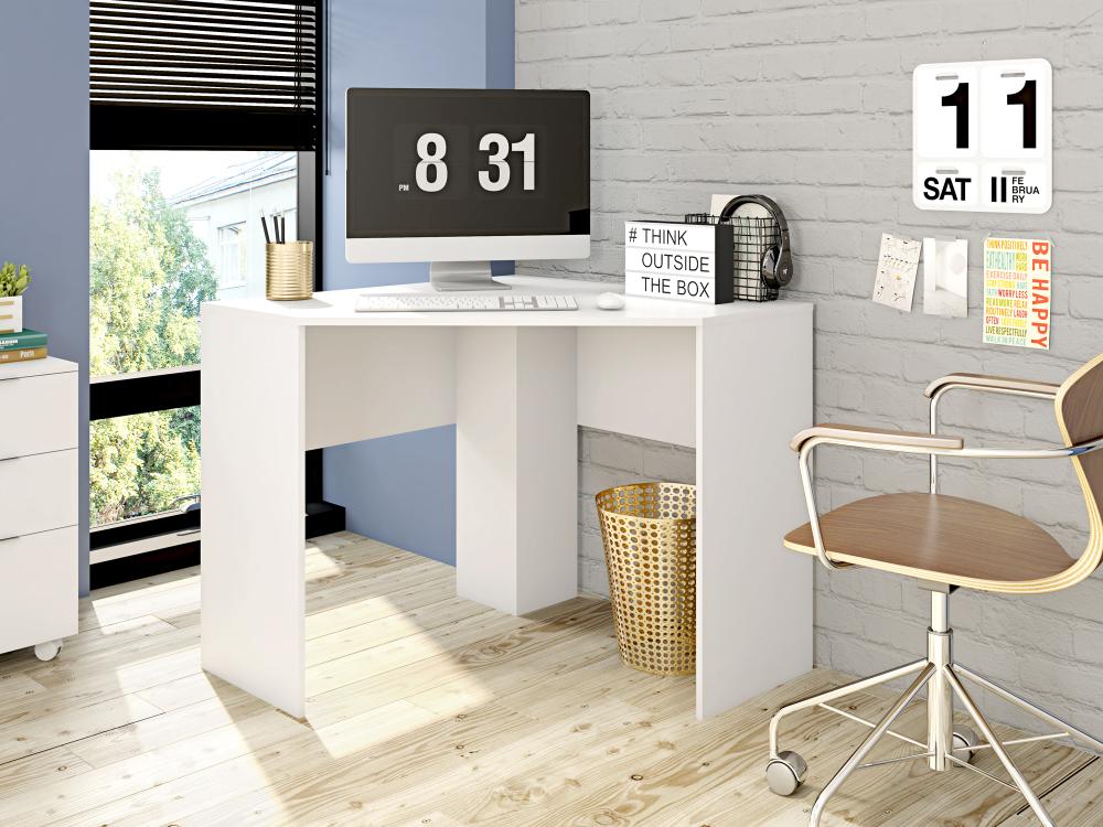 Mesa De Computador Canto Office Cubic Branco Caemmun