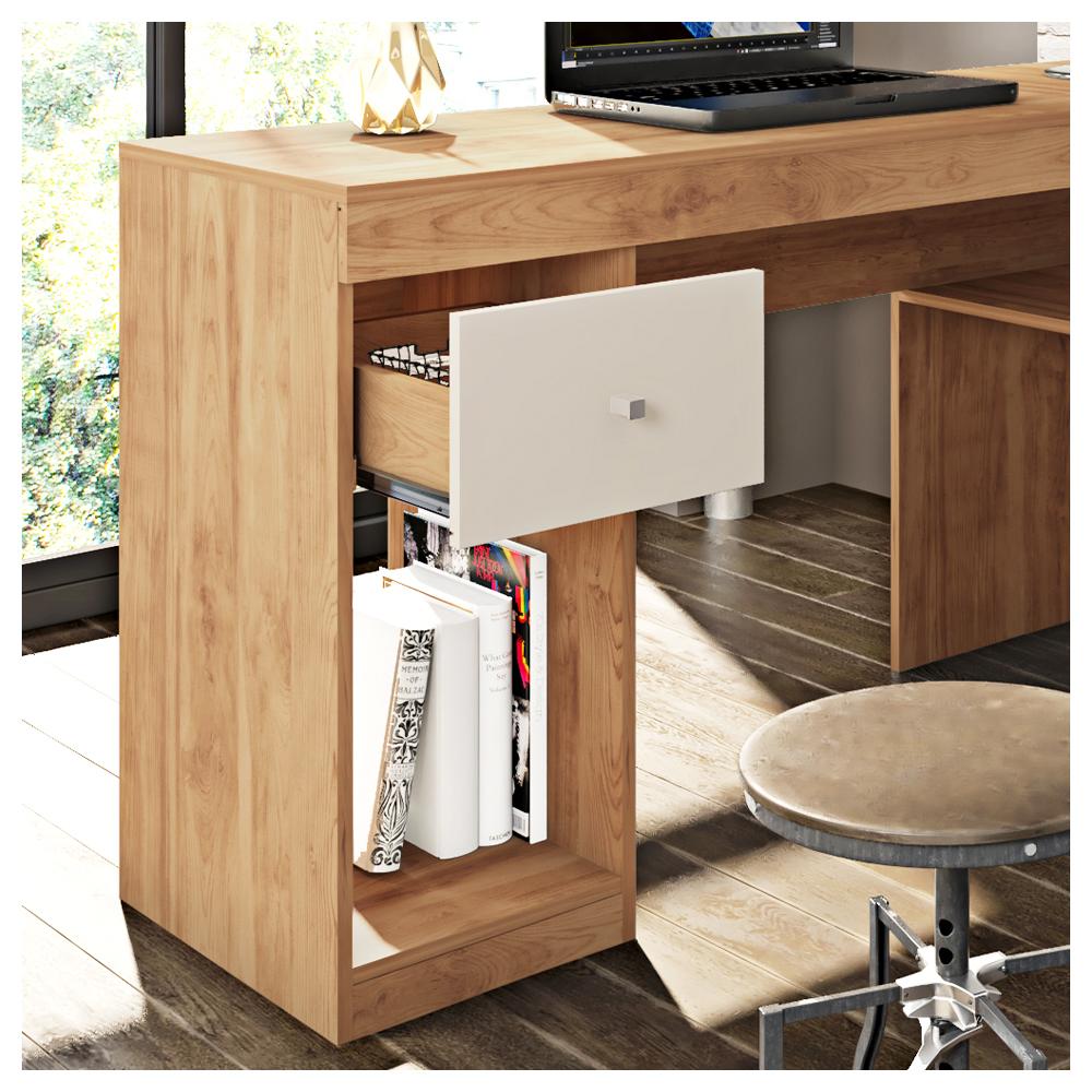 Mesa De Computador Com Gaveta Nilo Buriti Off White Caemmun