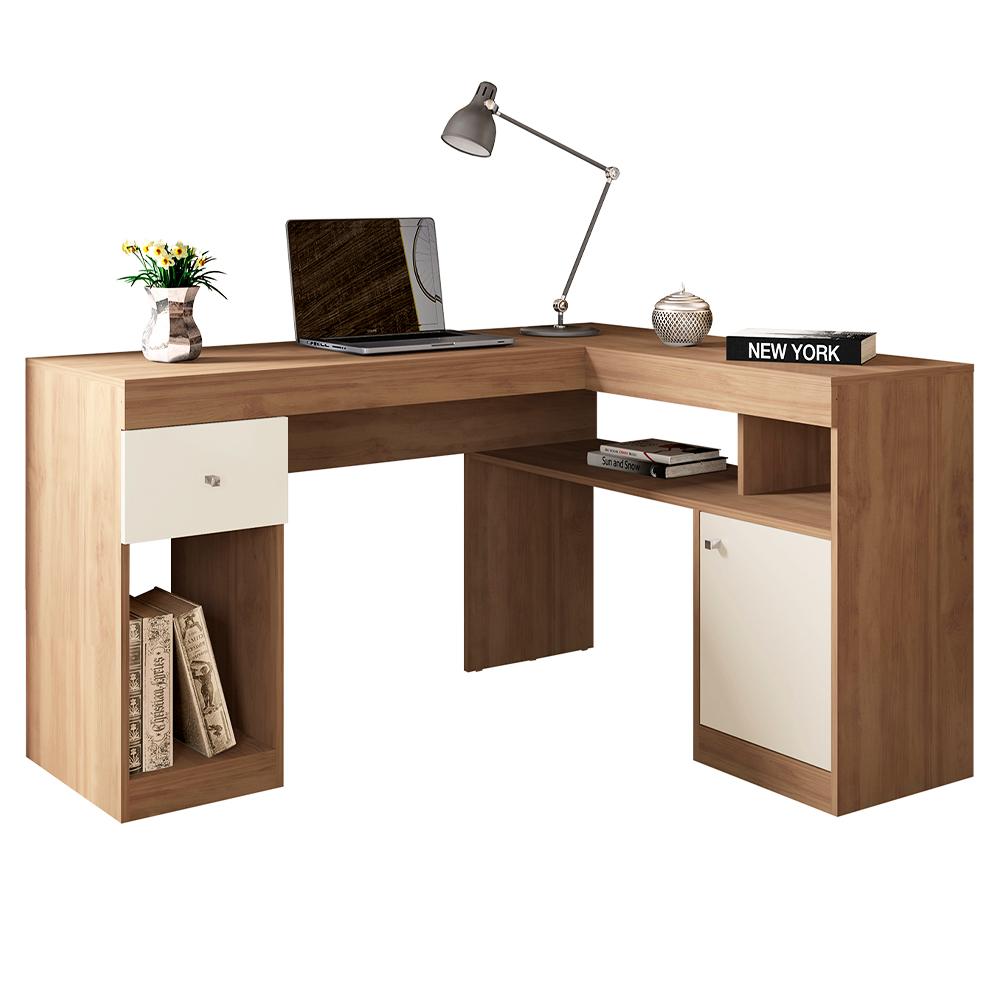 Mesa De Computador Com Gaveta Nilo Buriti Off White Caemmun