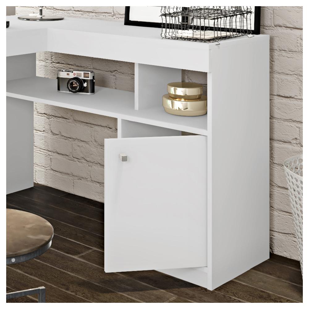 Mesa De Computador Com Porta E Gaveta Nilo Branco Fosco