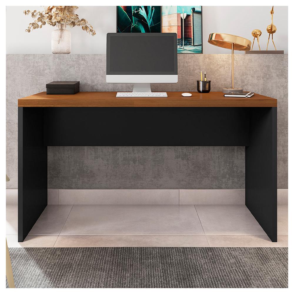 Mesa De Computador Studio Nogueira / Preto Tex - Caemmun