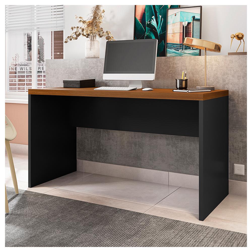 Mesa De Computador Studio Nogueira / Preto Tex - Caemmun