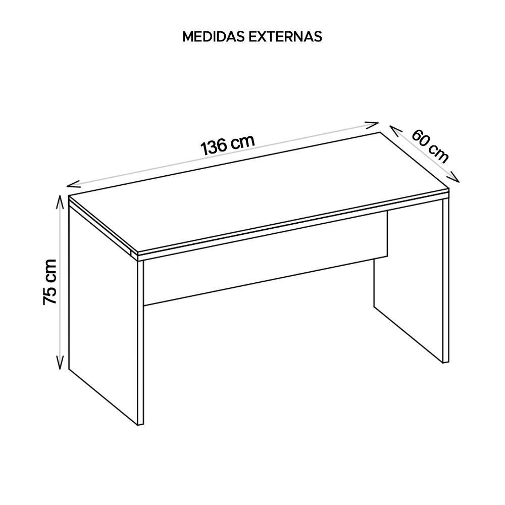 Mesa De Computador Studio Nogueira / Preto Tex - Caemmun