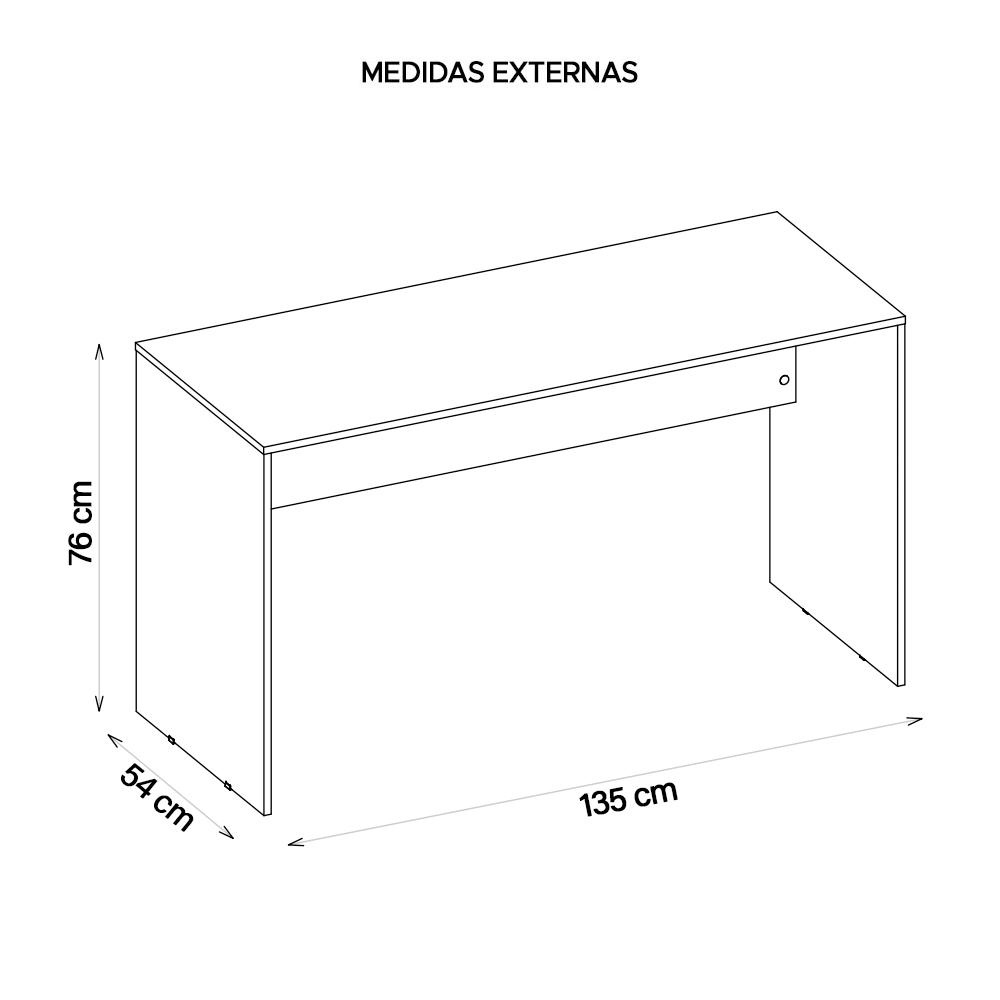 Mesa Para Computador Escritório 135 Cm Cubic Branco Caemmun