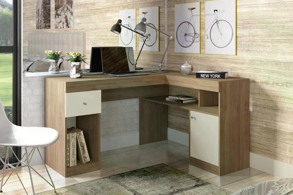 Mesa para Computador Nilo - Buriti/Off White