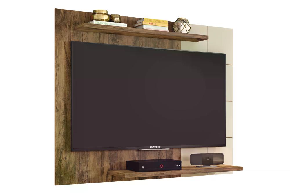 Painel Cross para TV até 58 Polegadas - Jatobá/Off White