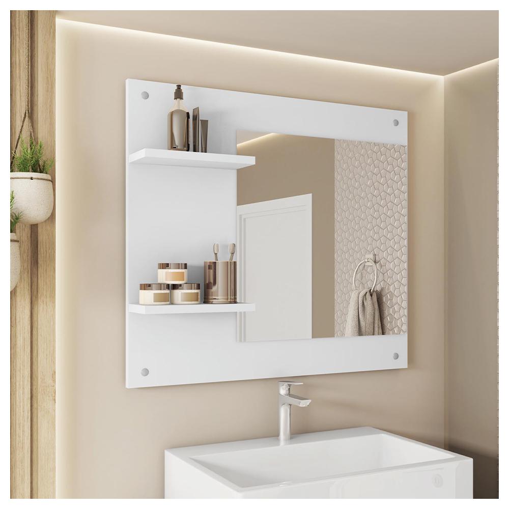Painel Espelho Multifuncional Banheiro Branco Towel Caemmun