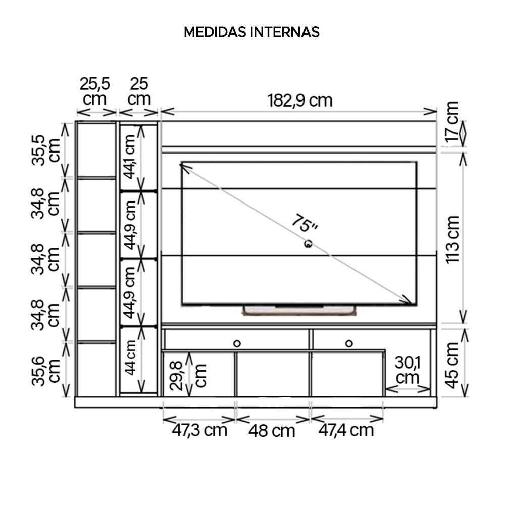 Painel Home Theater Para TV 75 Polegadas Splendido Caemmun
