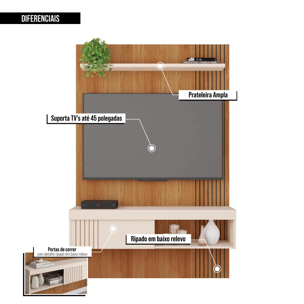 Painel Para TV Até 45 Polegadas Marrom Moon Caemmun