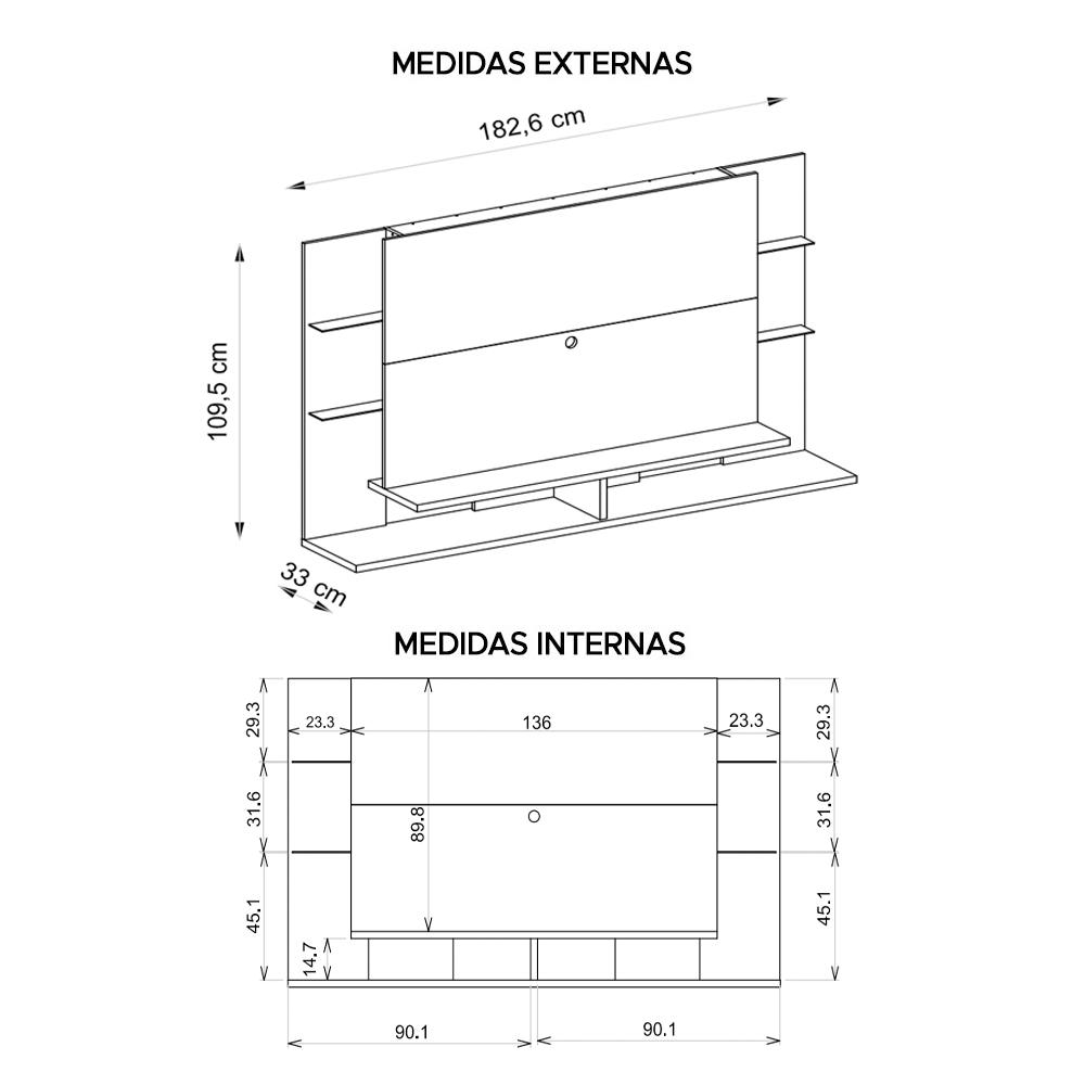 Painel Para TV Até 55 Polegadas Elite Bege Caemmun