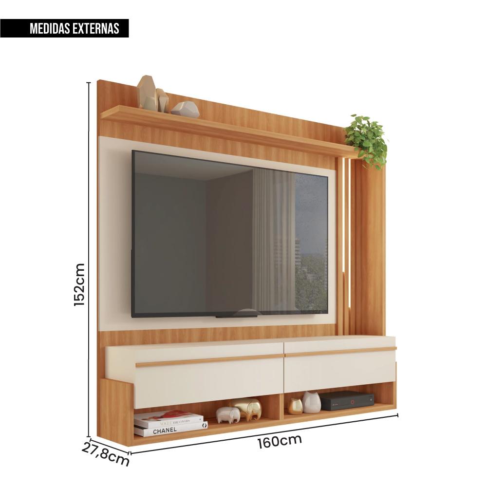 Painel Para TV Até 60 Polegadas Marrom Vivenda Caemmun