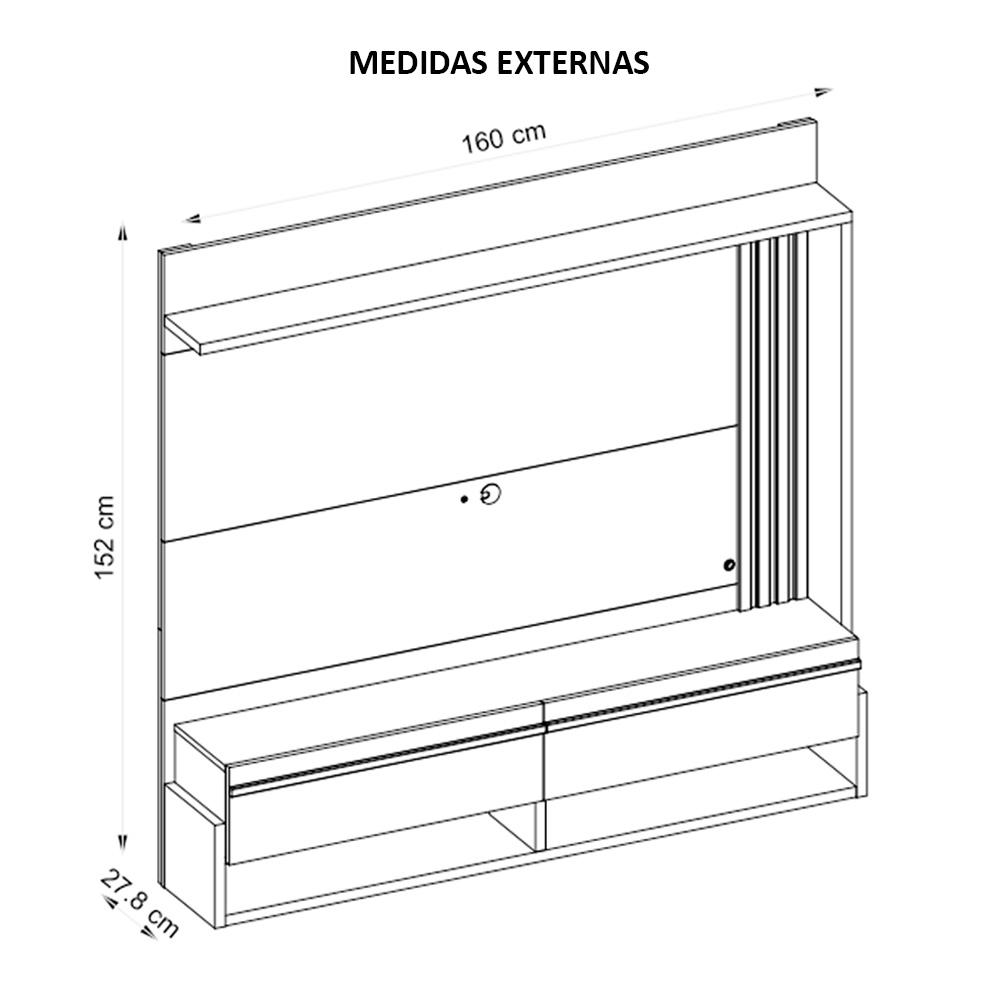 Painel Para TV Até 60 Polegadas Vivenda Cinza Caemmun