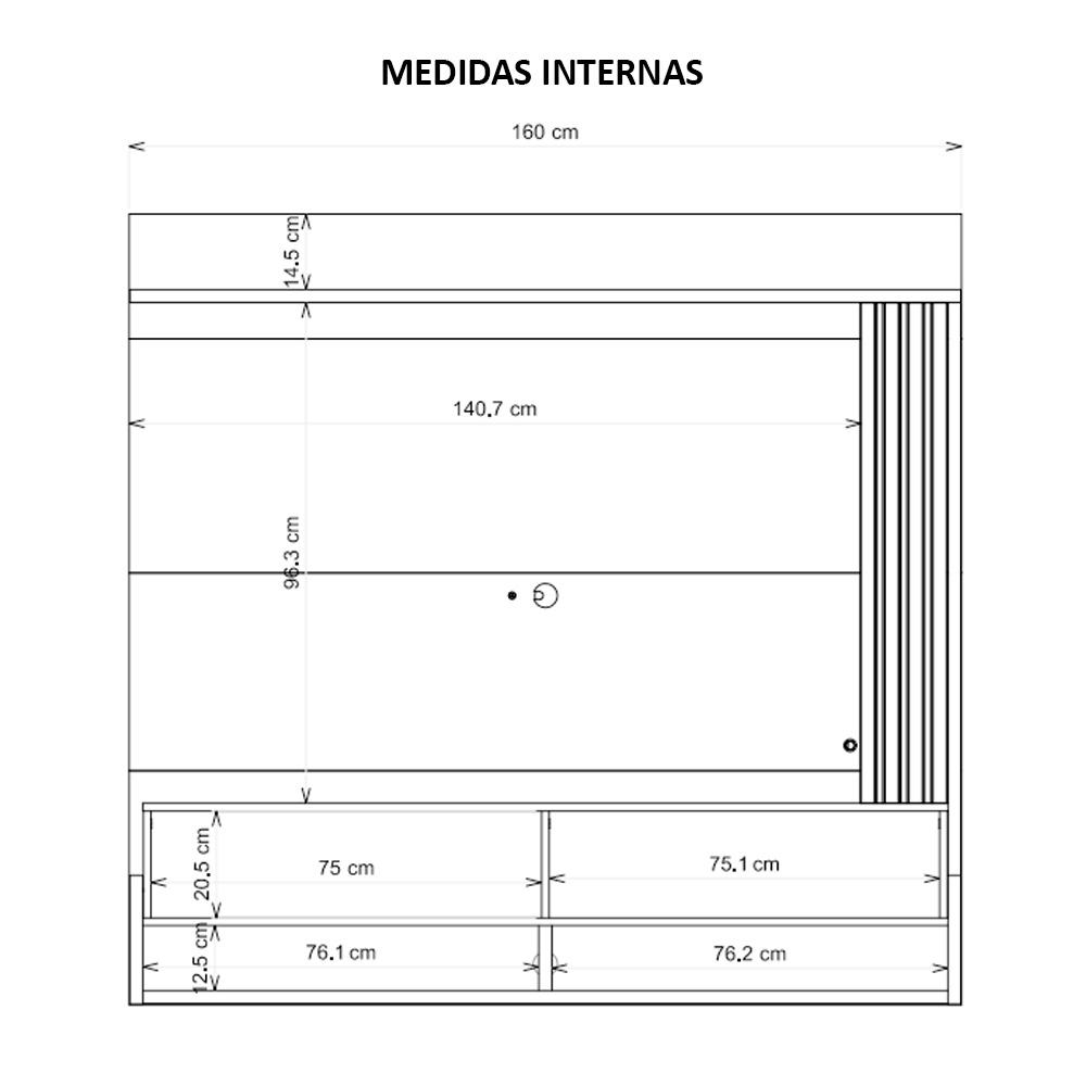 Painel Para TV Até 60 Polegadas Vivenda Cinza Caemmun