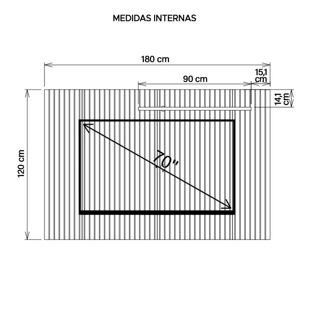 Painel Para TV Até 70 Polegadas Sun Marrom Caemmun