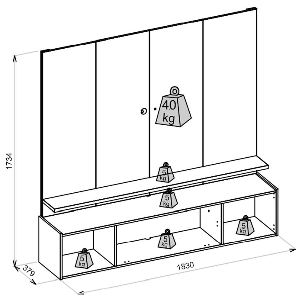 Painel Para TV até 75 Polegadas Intense 183 Cm Caemmun