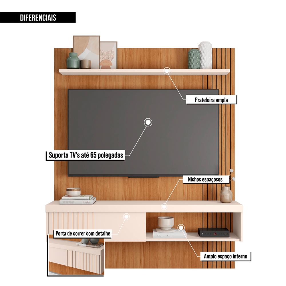 Painel Para Tv 55 Polegadas Marrom Moon Caemmun