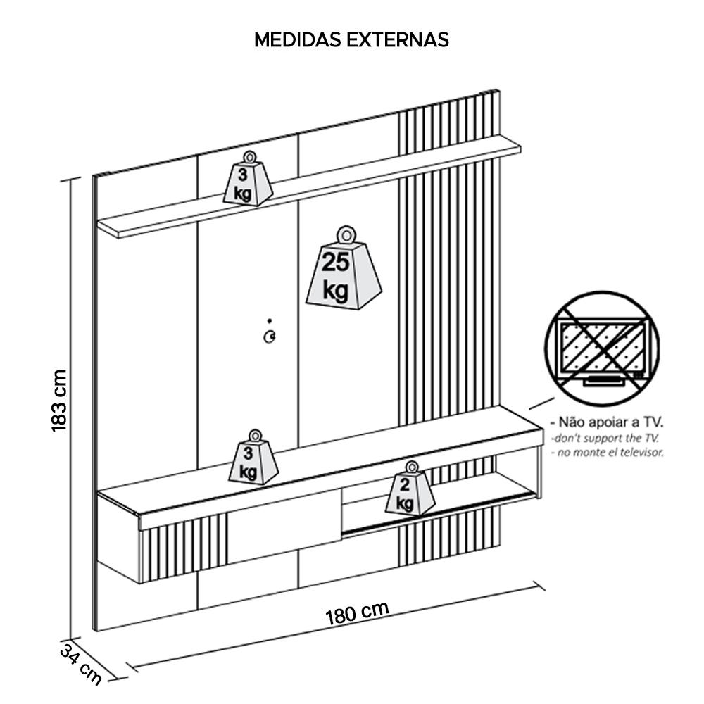 Painel Para Tv's Até 65 Polegadas Marrom Moon Caemmun