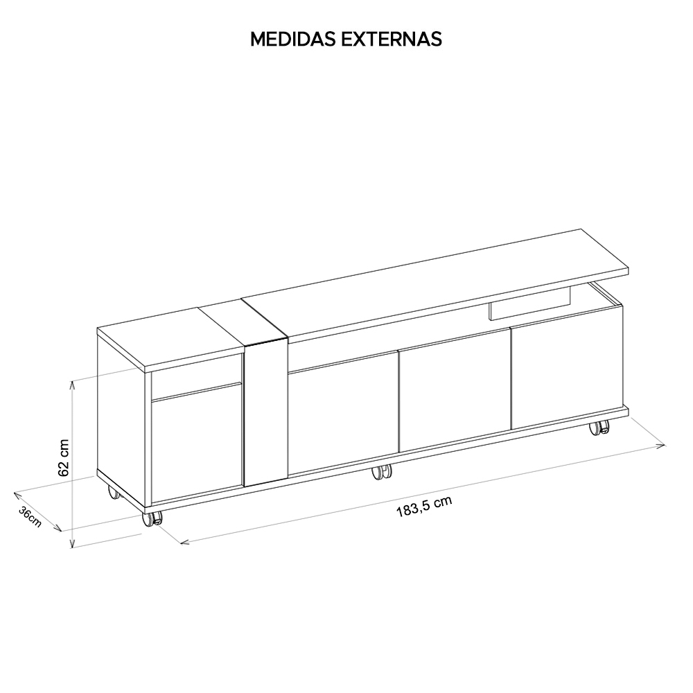 Rack Bancada Para TV 70 Polegadas Columbus Caemmun