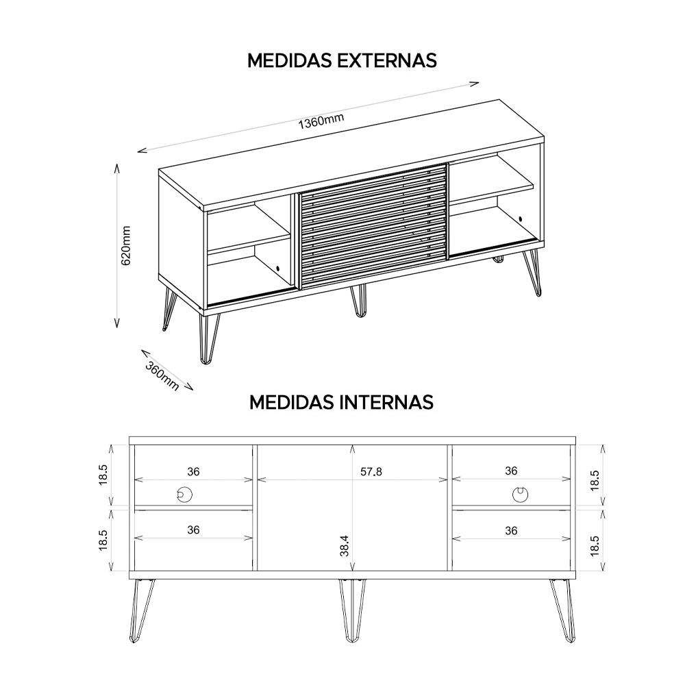 Rack Bancada Para TV Até 55 Polegadas Frizz Marrom Caemmun