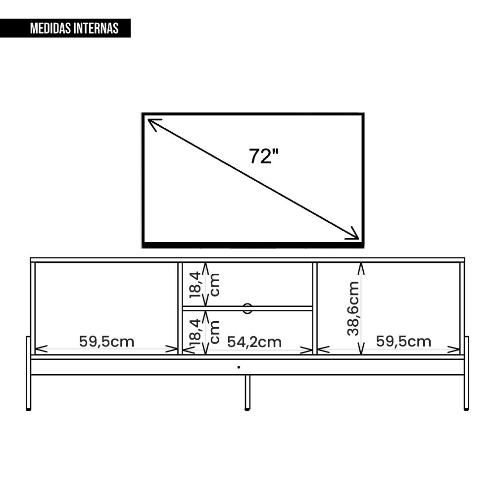 Rack Bancada Para Tv Até 72 Polegadas Tiger Preto Caemmun