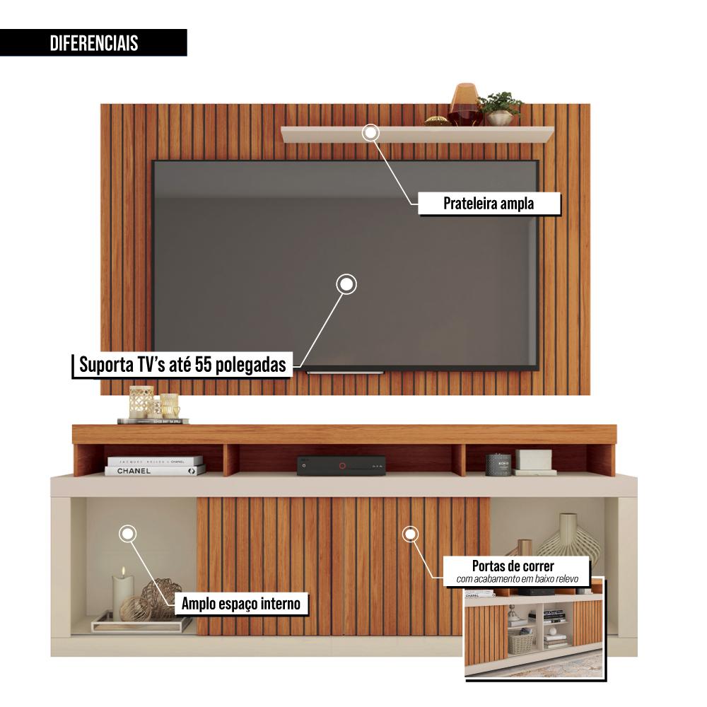 Rack Painel Para TV até 65 Polegadas Marrom Life Caemmun