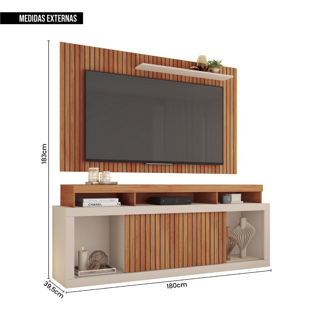 Rack Painel Para TV até 65 Polegadas Marrom Life Caemmun