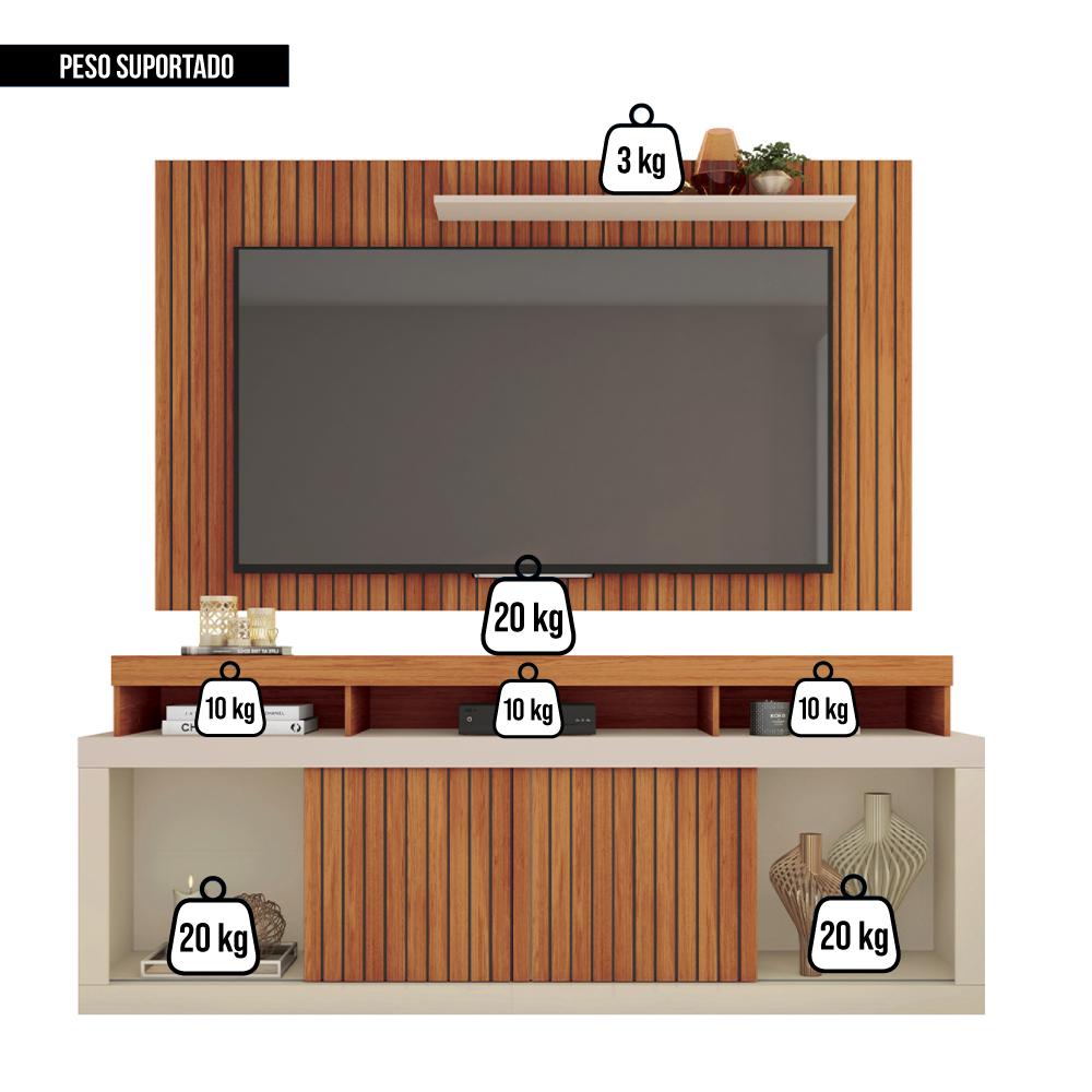 Rack Painel Para TV até 65 Polegadas Marrom Life Caemmun