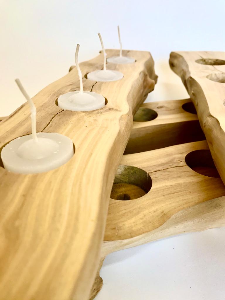 Castiçal tronco 4 velas rechaud