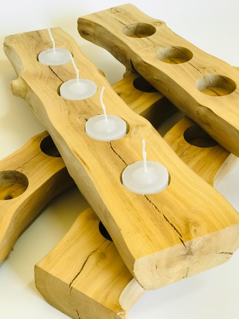Castiçal tronco 4 velas rechaud