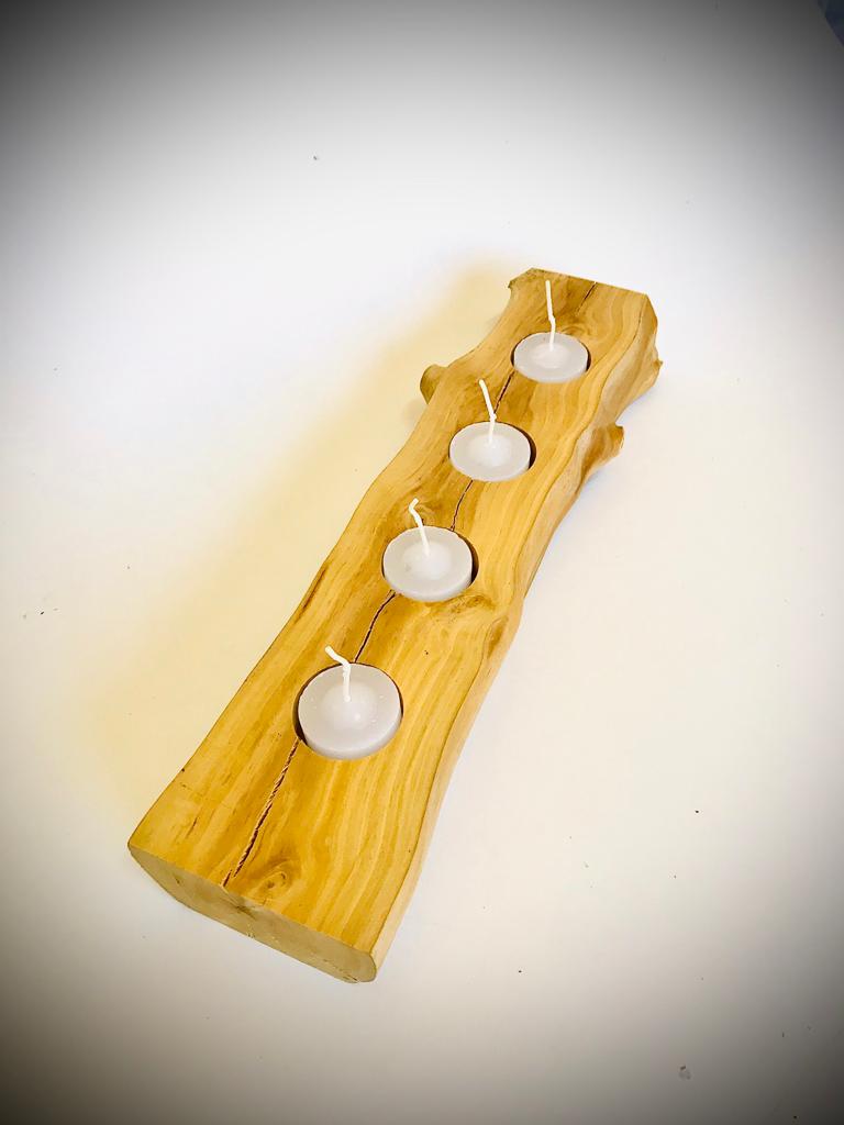 Castiçal tronco 4 velas rechaud