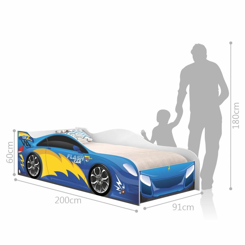 Cama Carro Fast Menino Azul Solteiro Com Colchão