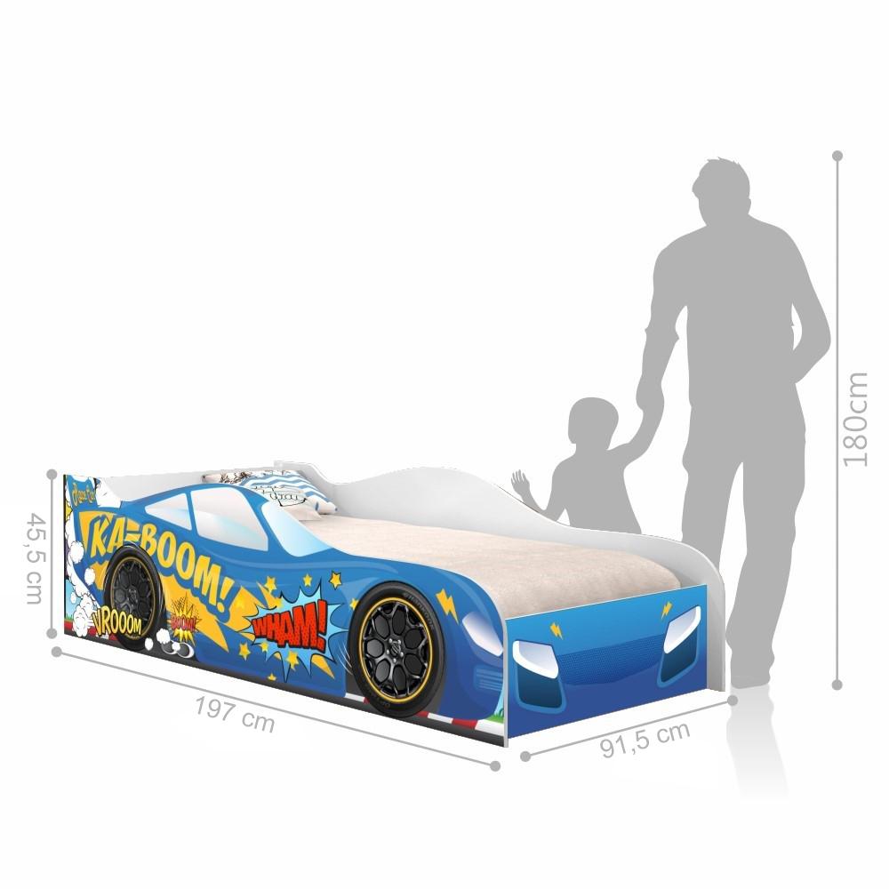 Cama Carro Kaboom Azul Solteiro Com Colchão