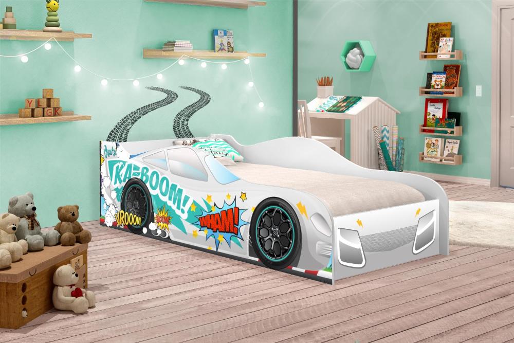 Cama Carro Kaboom Branco Solteiro