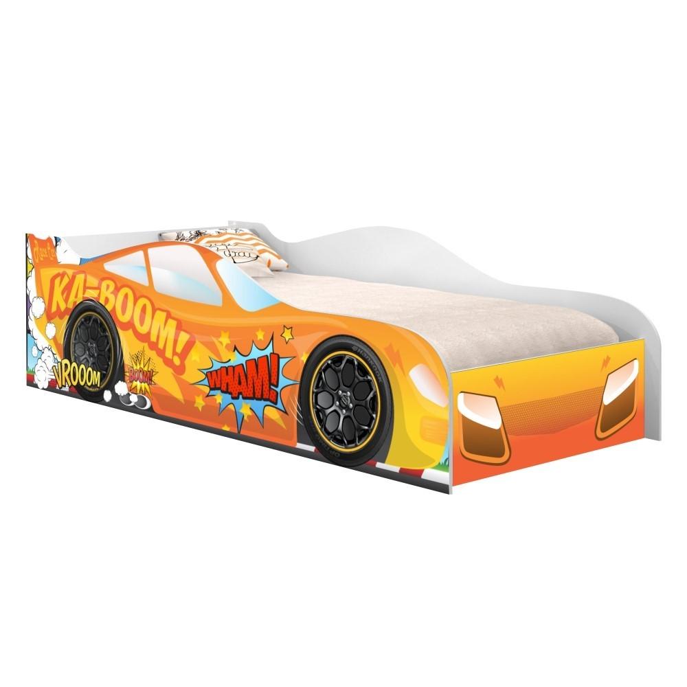 Cama Carro Kaboom Laranja Solteiro Com Colchão
