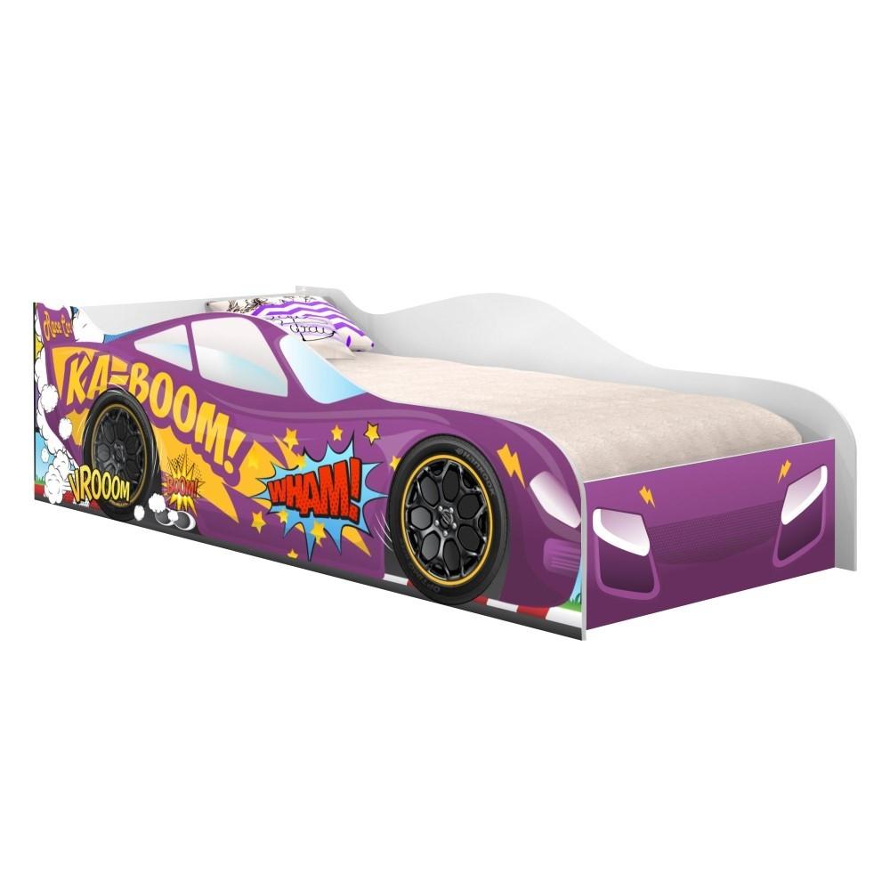 Cama Carro Kaboom Roxo Solteiro Com Colchão
