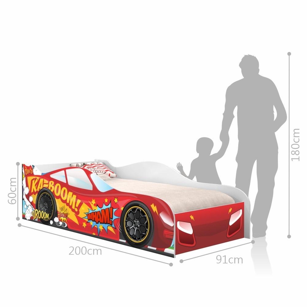Cama Carro Kaboom Vermelho Solteiro Com Colchão