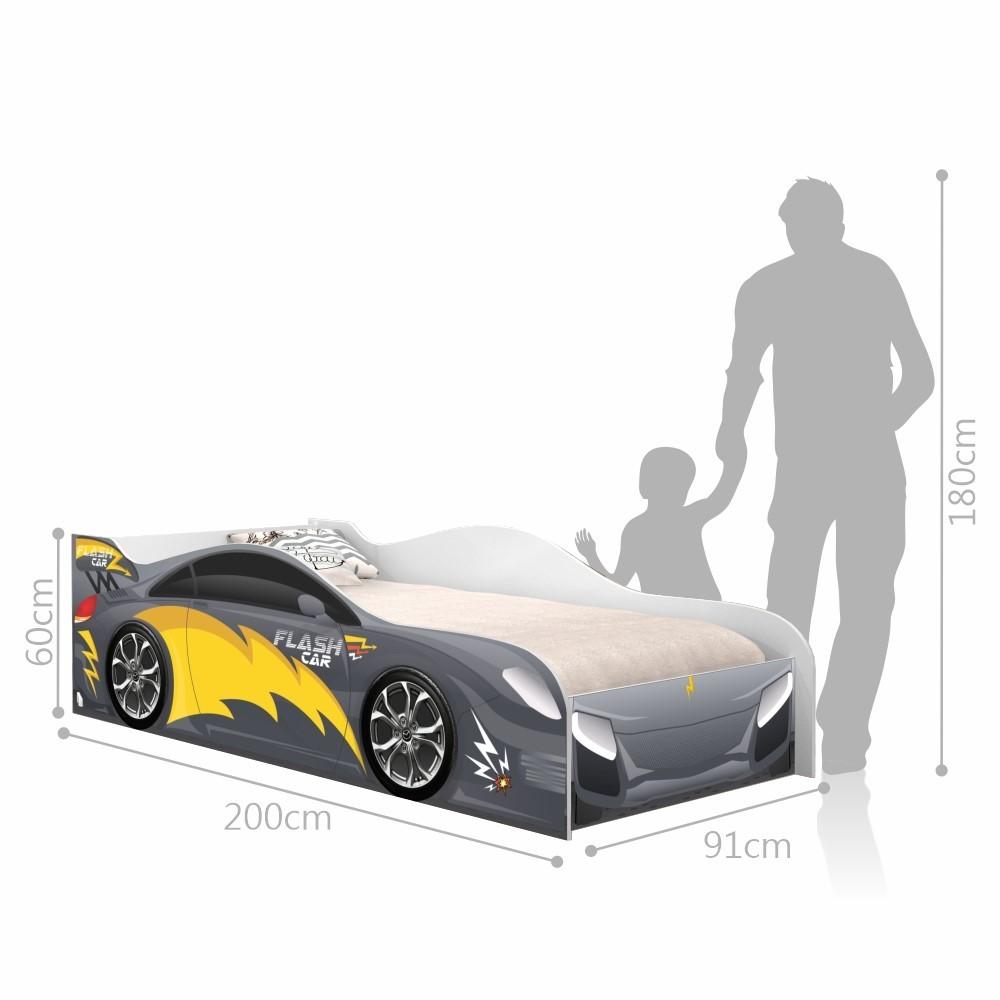 Cama Carro Menino Chumbo Solteiro Com Colchão